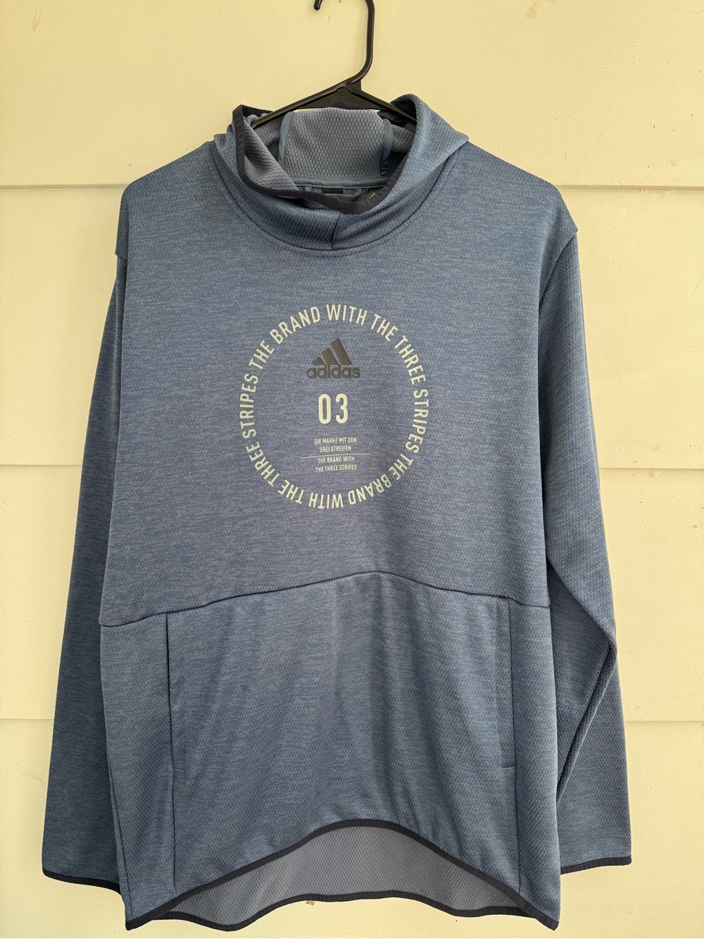 adidas Men's Heather Blue Pullover Hoodie with Chest Graphic